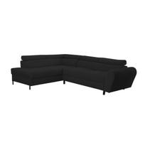 Kampinė sofa su miegojimo funkcija Tymon, juoda, Kairinis variantas