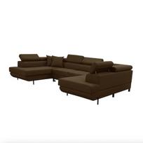 Kampinė sofa U formos su miegojimo funkcija EDI, ruda