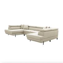 Kampinė sofa U formos su miegojimo funkcija EDI, smėlio spalvos