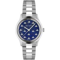 Gucci YA1265043 G-Timeless laikrodis unisex su bičių ciferblatu 32mm sidabras