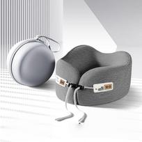 Memory Foam U-Shaped Pillow Travel Neck Support Sleeping Pillow Shoulder Rest U-Cushion Airplane Trip Neck Pillow 24x24x12cm tamsiai pilka spalva
