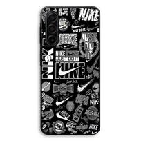 Telefono dėklas - MANIACASE - Samsung Galaxy A27 - Silikonas TPU - Juoda ir balta - Nike Air logotipas Grafiti juoda