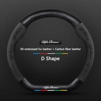 VDGLF1 Stickers Carbon Suede Car Steering Wheel Cover For Alfa Romeo GT 147 156 159 166 Giulia Tonale Stelvio Giulietta Mito Milano