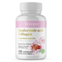 Hyaluronic Acid & Collagen Formula - Grape Seed Extract Capsules for Skin Moisture, Radiant Complexion & Antioxidant Support 120PCS white