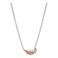 Pandora Two-color floating curved feather design necklace women's silver 382575C01-45 sidabras