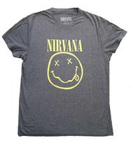 Nirvana Yellow Smile Grey Official Tee T-Shirt Mens Unisex L