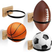 4 Pcs Wall Mount Basketball Holders, Ball Storage Display Stand for Boys Sports Room Decor, Autograph Basketball, Soccer, Volleyball, Football 4-Pack