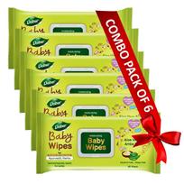 Dabur kūdikių servetėlės: Minkštos drėkinančios drėgnos servetėlės, praturtintos kūdikius mėgstančiomis ajurvedinėmis žolelėmis - 80 servetėlių X pakuotėje 6 vnt.