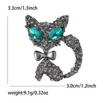 Fashion Vintage Alloy Rhinestone Cat Brooch Delicate Cute Ladies Cardigan Coat Corsage Accessories Pin gray