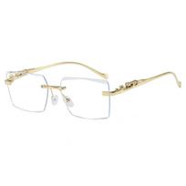 Men's Retro Leopard Frameless Sunglasses with Square Frame - Anti-UV and Strong Light Protection white