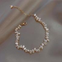 Baroque Freshwater Pearl & Millet Seed Bracelet - Peach Blossom Korean Fashion
