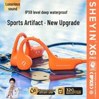 SHEYIN X6PRO Open-Ear Bone Conduction Sports Headphones 32GB Internal Storage, Dual Mode, IPX8 Waterproof koralas