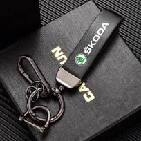 AHUN5 Automobilio Stiliaus Raktų Pakabukas Odinis Raktų Pakabukas Metaliniai Raktų Žiedai Skoda Octavia 2 3 Superb Rapid Kodiaq Fabia Roomster Automobilio Aksesuarams