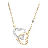Swarovski MATCH dvigubo širdies universalus karoliai moterims 1062708 auksas