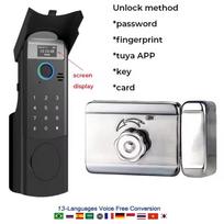 Tuya Wifi Fingerprint Lock Waterproof Intercom Face Recognition Code RFID Card Anti-theft Intelligent Door Lock with Doorbell