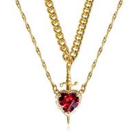 Trendy Heart and Sword Necklace Valentine's Day Gift Silver Plated Couple Necklaces Jewelry Gifts Sword Through Heart Necklaces auksas