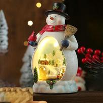 Premium-Multifunctional Christmas Snowman Music Box Rotating LED Lights Christmas Gift Ornaments 15cm&NONE