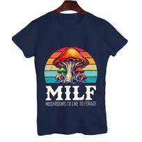 Summer Men Short Sleeve T-Shirts Tee MILF Mushrooms I'd-Like To Forage Funny Mushrooms Oversized Unisex T Shirts Tops Streetwear S smėlis