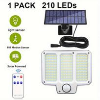210 LED saulės šviestuvai lauke su judesio jutikliu, 3 režimai, vandeniui atspari saulės sieninė lempa, apsauginis prožektorius kiemo, sodo dekoravimui 210LED-1PC