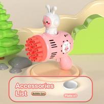 Bubble Water Toys Space Rabbit Bubble Gun for Kids Bubble Machine Automatic 23 Hole Bubble Maker Outdoor Beach Party for Kids rožinė