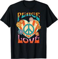 Retro Peace Love Peace Sign 60s 70s Hippie Style T-Shirt Unisex T-Shirt XXXL