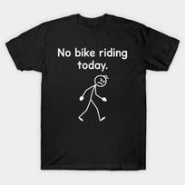 Men Black Print T-shirt No-Bike-Riding-Today No-Cut Transfer Paper Print Cotton Tshirt 2XL juoda