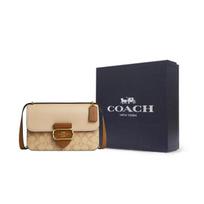 COACH Morgan Cow Leather Shoulder Bag, Crossbody Bag Medium Womens Light Khaki Gift Box Set (Basic Set + Black Gift Box) šviesios chaki spalvos