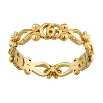 Gucci Flora double G and flower details 18K gold diamond ring unisex couple style gold gold 20 auksas