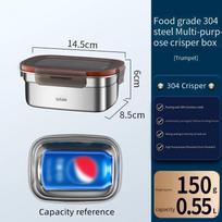 Food Grade 304 Stainless Steel Bento Box - Large Capacity Sealed Storage Box with Handle, for Household Refrigerator & Picnic