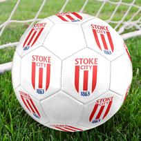 Stoke City FC Printed Size 5 Soccer Ball, Machine-Stitched PVC, Durable & High Bounce, All Ages Fit, fan merchandise, matches & outdoor use.