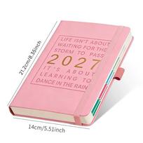 Multifunctional A5 2027 Schedule Book English Efficiency Manual 365 Day Planner with Calendar To Do List Notepad Students rožinė