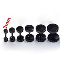 1Pair Multi-Size Stainless Steel Round Shape Dumbbells Pattern Earrings Ear Stud Cheater Plugs 3mm