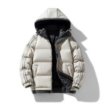 Vyriškas negabaritinis 5XL žieminė stora Y2K pūkinė striukė Parkas su gobtuvu Gatvės drabužiai Dryžuoti drabužiai Viršutiniai drabužiai M chaki