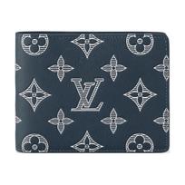 Louis Vuitton Multiple Wallet Monogram Flap Closure Leather Wallet Men Wallets Deep-Blue M83379 Gift Set(Basic Set+Box+Shopping Bag)