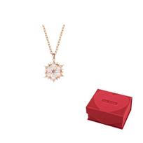 Swarovski Magic Snowflake Faux Crystal Stone Necklaces Womens Rose Gold/White F-Love Big Red Gift Box auksas