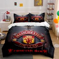 Manchester United Bedding Set Bedding Duvet Cover Set Duvet Cover Pillowcases Home Decor (1 * Duvet Cover 2 * Pillowcases, without duvet insert) 135x200cm black