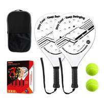 Pradedančiojo Padel raketė ABS plastikas Lengva Patvari Vidaus Lauko Teniso Treniruočių ABS Black/Red Dual Racket Dual Ball Set red