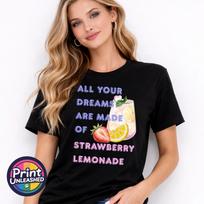 Strawberry Lemonade Tee Oasis Lyrics Printed T-Shirt Dreams Top Music Gift L