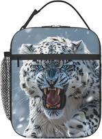 Cool Snow Leopard Insulated Lunch Box for Women Men Panther Lunch Bag for Travel,or Fishing Polyester Wildlife Lovers Lunch Box One Size