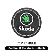 KSDQ3 1/2Pcs Car Coaster Water Cup Holder Anti-slip Pad Mat Interior Accessories For Skoda Kodiaq Octavia Enyaq Kamiq Scala Rapid Yeti