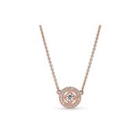 Pandora Retro round necklace women's rose gold 380523CZ auksas