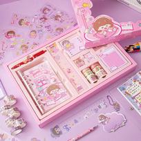 2026 Boce Cute Kawaii Girl Memo Pad Sticker Notebook Scrapbook Kit Cartoon Journal Welcome Gift Creative Design Fashion Gift Set 40.8*27.4.4cm rožinė