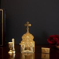 HT Religion Ritual Items Orthodox Supplier Bishop Pastor Mass Set Jesus Crucifix Image Holy Water Cup Sacrament Communion (Gold,One Size) auksas