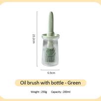 2 in 1 Silicone Dropper Measuring Oil Dispenser Bottle Glass Olive Oil Dispenser Bottle With Silicone Brush (Green,200 mL) žalia