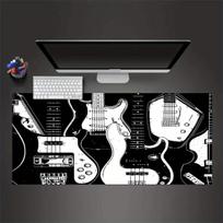 Black and White Guitar Mousepad Desk Pad Large Gaming Mouse Pad Gamer Ofice Mat Mouse Pad Light Gaming Room Desk Mat Unisex 30cmx60cm(11.8x23.6inch)
