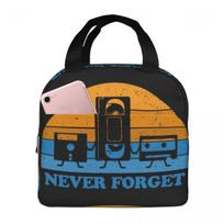 Never Forget -Floppy Disk Cassette VHS Tape Insulated Lunch Bag for Women Children Portable Food Boxes Thermal Lunch Box Tote One Size