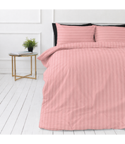 Premium satino patalynės komplektas „Seashell Pink Stripe Sateen“ (220x240 cm)