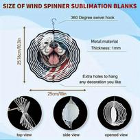 American Flag Dog Design 2D Metal Wind Chime for Outdoor Garden Patio Indoor Decor Holiday Festival Party Gift Rotating Wind Spinner