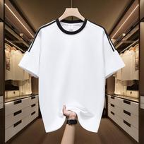 Marškinėliai trumpomis rankovėmis Vyriški Vasariniai Vienspalviai Dryžuoti Laisvi Marškinėliai Apvalia Kakle Siuvinėti Paprasti Unisex Viršus Pagrindiniai Marškinėliai XXXL balta