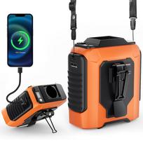 Nešiojamas ventiliatorius ant juosmens, įkraunamas per USB, 3 greičio reguliuojamas stiprus vėjas, avarinis žibintuvėlis ir ilgas baterijos veikimo laikas, lauko ventiliatorius 7200mAh oranžinė